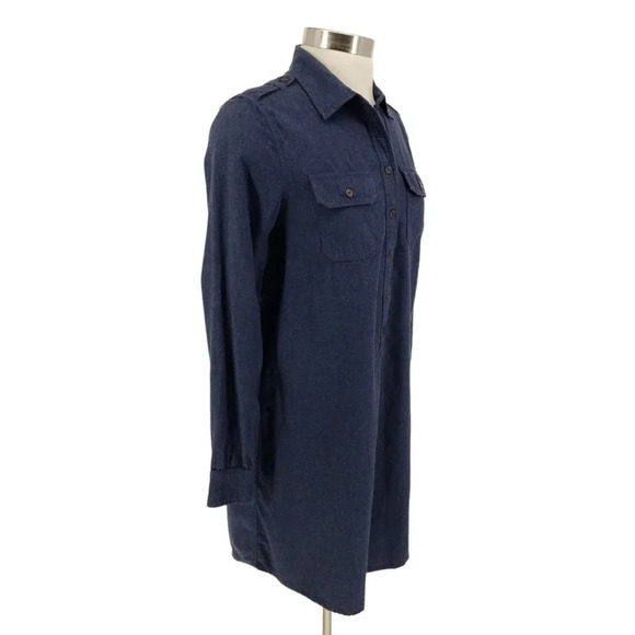 GAP Shirt Dress Navy Blue Long Sleeve Collared Knee Length Button Up Shift - Picture 2 of 8